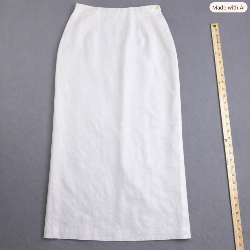 Talbots Petites White Linen Blend Maxi Skirt Size 6P Italian Fabric NWT